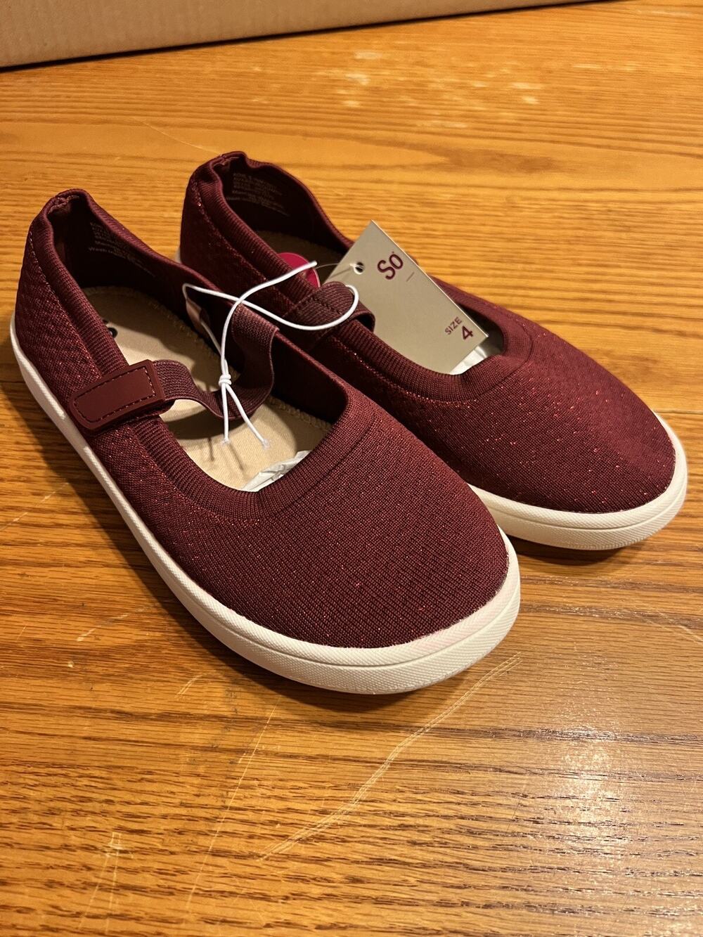 SO Girls Shoes Size 4 Youth Casual Sneakers Slip On New No Box